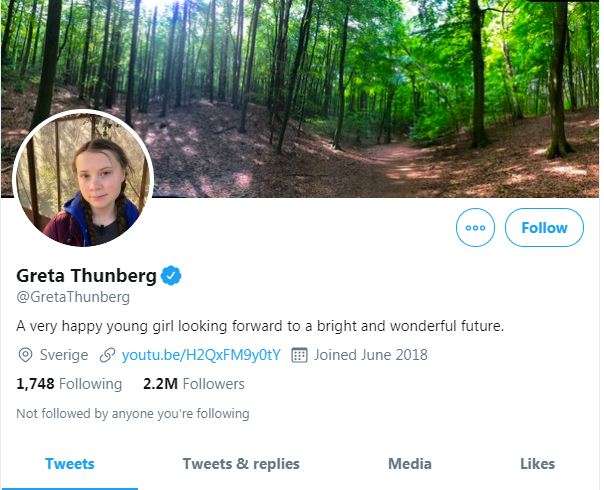 skyld Kommerciel Jeg er stolt A very happy young girl...': Greta Thunberg changes her Twitter Bio after  Trump's remark | World News – India TV