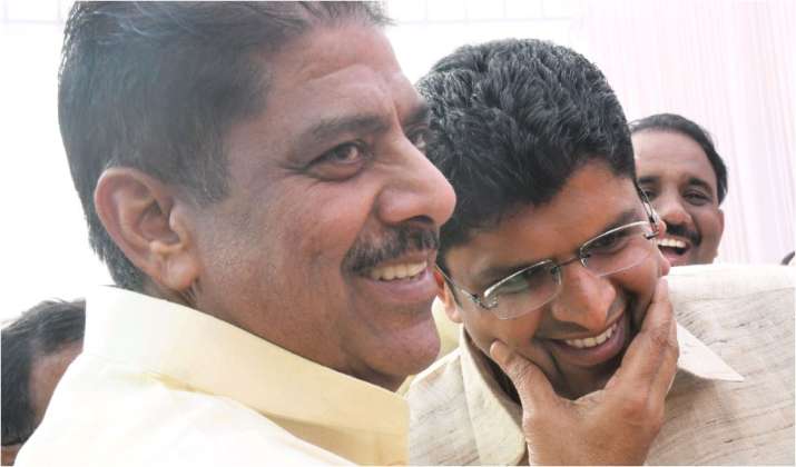 Ajay Chautala with his son and Haryana Deputy CM Dushyant