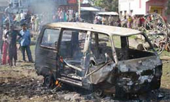 10 school kids narrowly escape tragedy as running vehicle