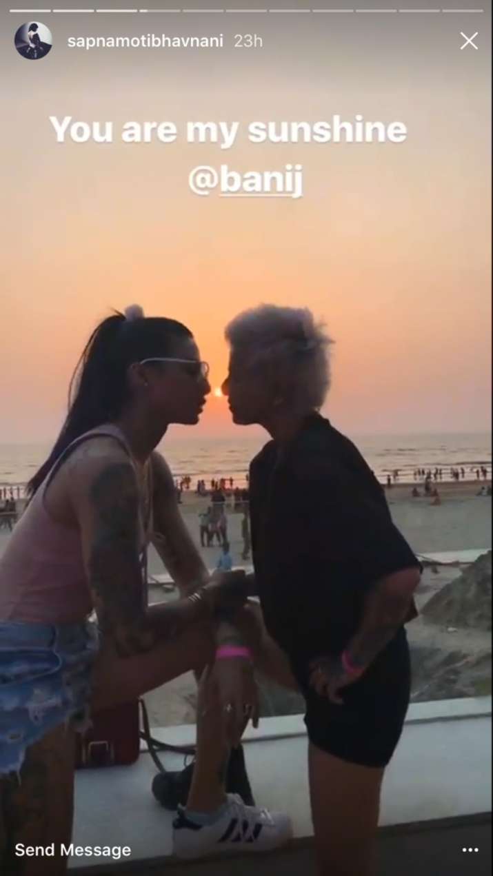 India Tv - Bigg Boss ex-contestants Bani J, Sapna Bhavnani brutally trolled for their kissing picture on the be