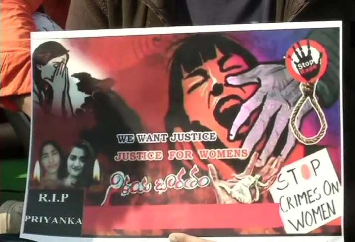 Protest against rape and murder of Hyderabad veterinarian