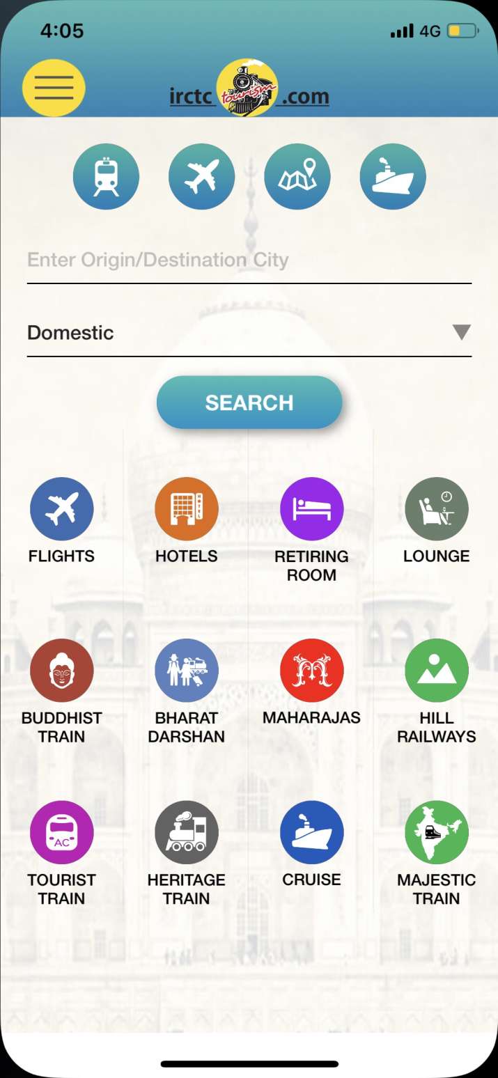India Tv - IRCTC Tourism app for iOS UI