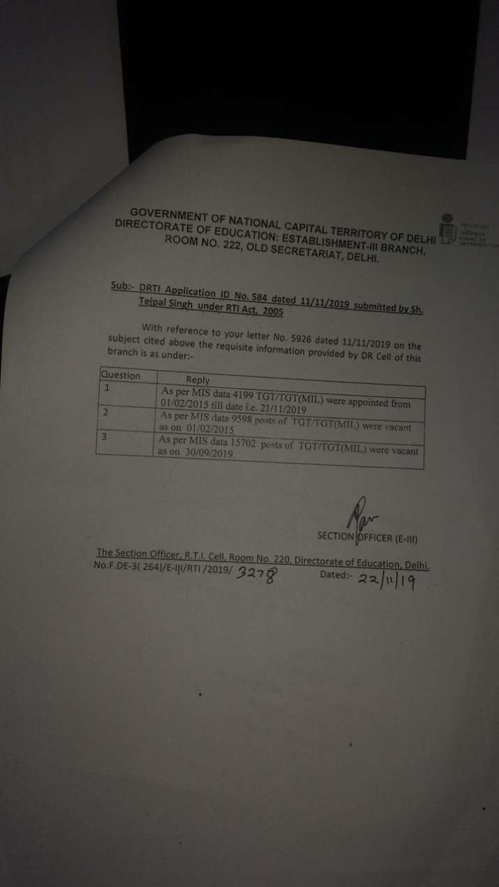 India Tv - The RTI reply