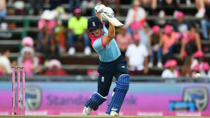 Joe Denly of England plays a shot during the 3rd One Day