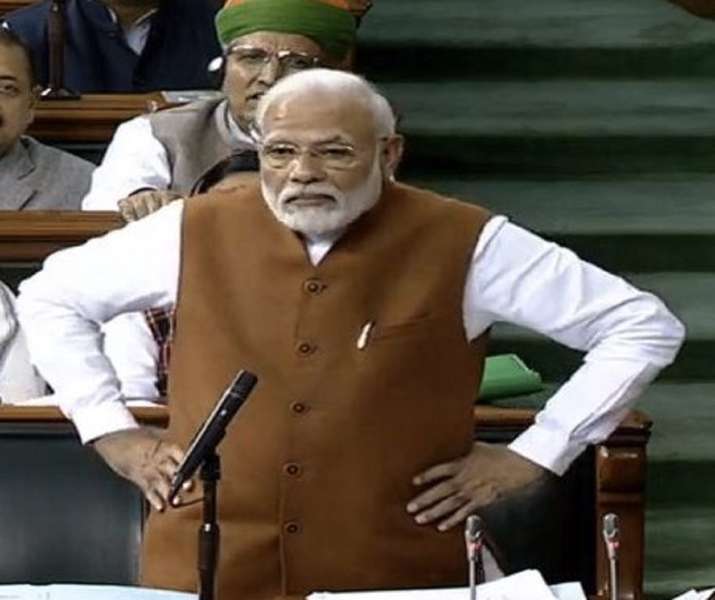Prime Minister Modi during his speech in the Parliament on