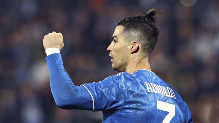 Juventus' Cristiano Ronaldo celebrates scoring his side's