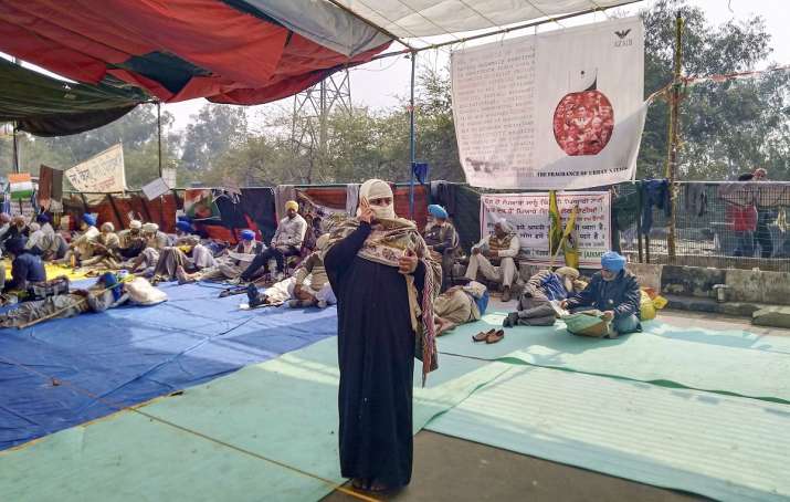 Protestors at Shaheen Bagh during a demonstration against