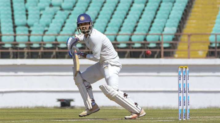 Saurashtra batsman Arpit Vasavada plays a shot during Ranji