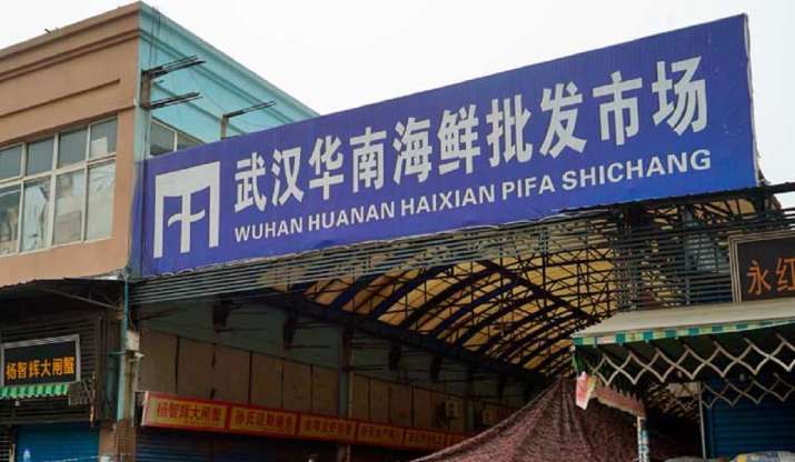 The Wuhan Huanan Wholesale Seafood Market, where a number