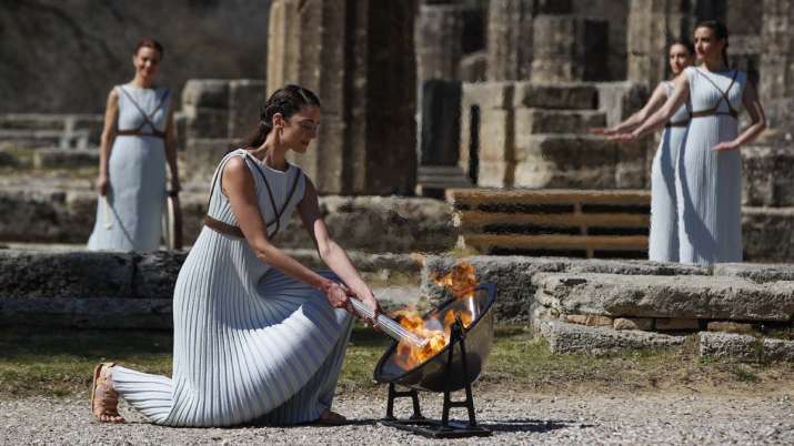 Greek actress Xanthi Georgiou, playing the role of the High