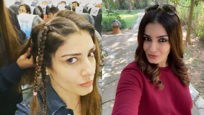 Raveena Tandon gets new hairstyle as she waits for flight to take off