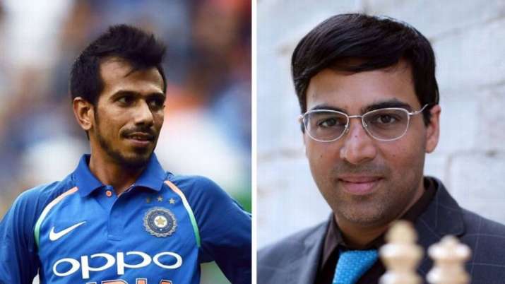 Yuzvendra Chahal and Viswanathan Anand