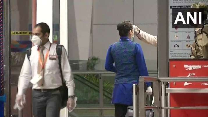 India Tv - Thermal temp check being carried out at entry 