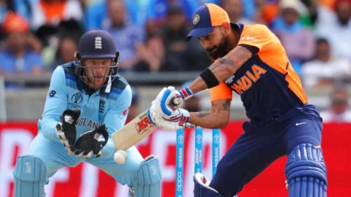 Virat Kohli in action during W]orld Cup 2019 game against