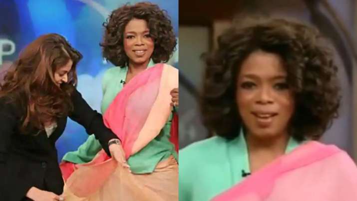 When Aishwarya Rai Bachchan helped Oprah Winfrey wear saree on her show.  Watch video | Celebrities News â€“ India TV
