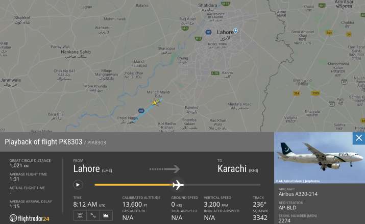India Tv - pakistan air crash, pakistan plane crash, landing aborted, Flightradar24 data, Flightradar24 data on