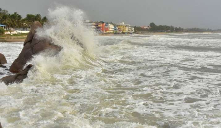 Mamallapuram: Waves crash onto the coast as the sea turned