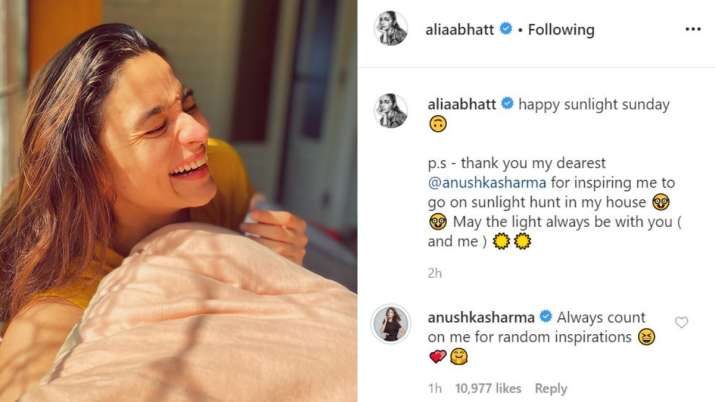 Alia Bhatt Gets Inspired By Anushka Sharma S Sunkissed Selfies Their Cute Banter Is Unmissable Celebrities News India Tv alia bhatt gets inspired by anushka