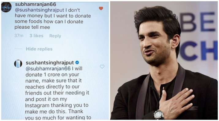 Sushant Singh Rajput donated Rs one crore to CMDRF in the name of his fan and uploaded the screensho