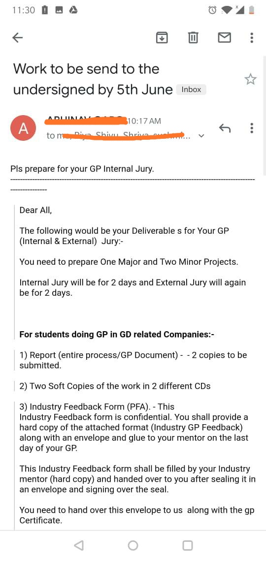 India Tv - Mails received by the students of NIFT Hyderabad