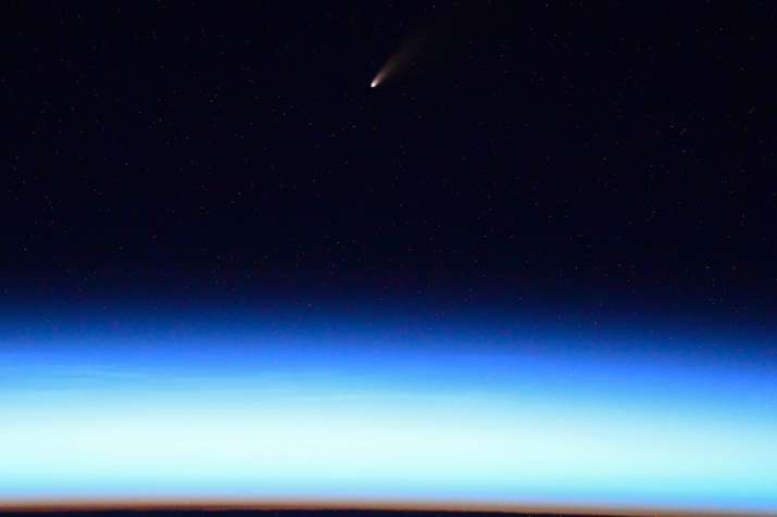 Russian Cosmonaut shares breathtaking picture of brightest comet in 7 years from ISS