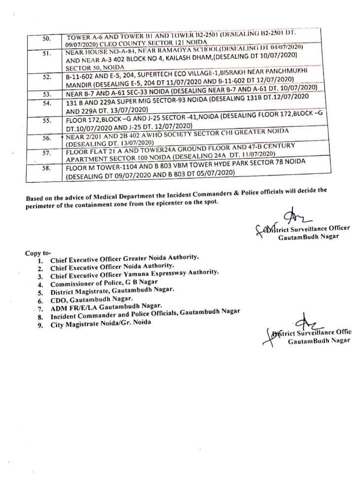 India Tv - Noida containment zones