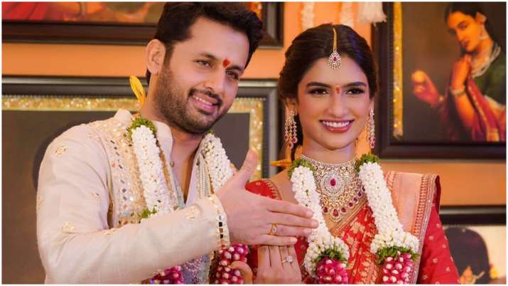 Telugu actor Nithiin gets engaged to girlfriend Shalini in Hyderabad, see pics