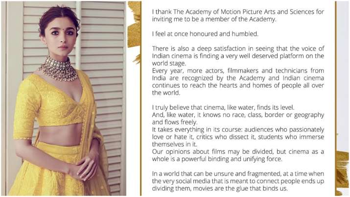 alia bhatt on the academy invitation