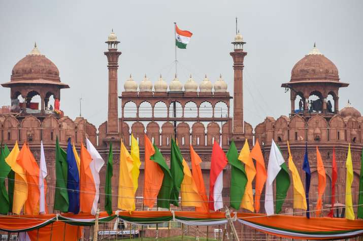 India Tv - Indian national flag flutters atop the historic Red Fort on the eve of 74th Independence Day.