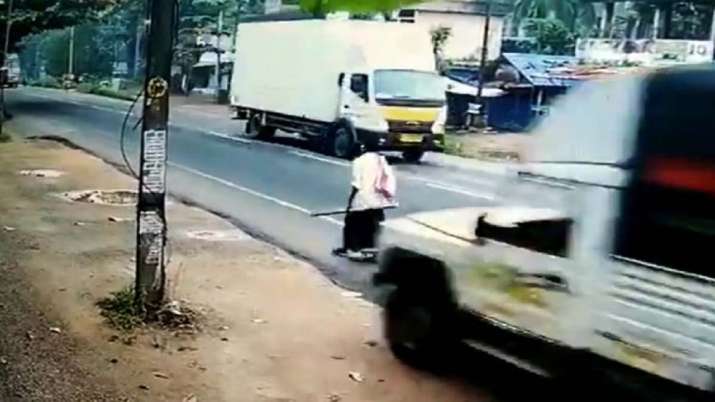 WATCH: Kerala man's 'lucky' escape from speeding vehicle by an inch 