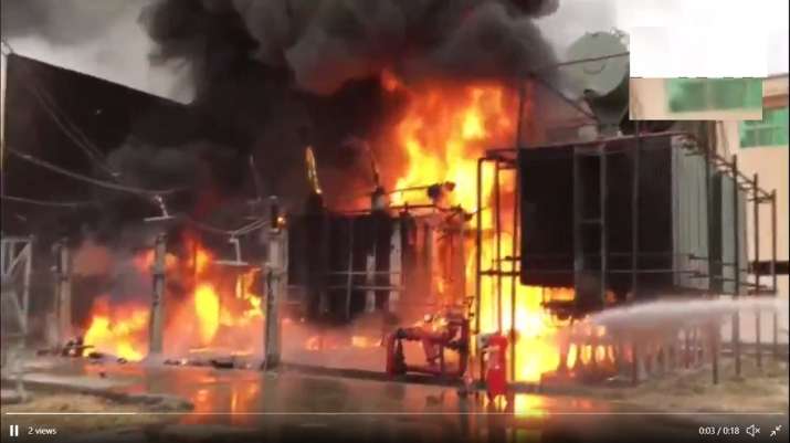Noida: Massive fire breaks out at NPCL power substation amid heavy rains