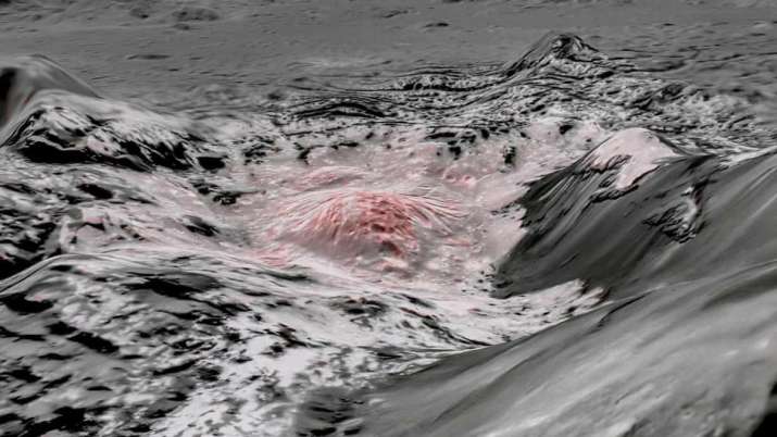 Mosaic image using false color to highlight the recently exposed brine, or salty liquids, that were