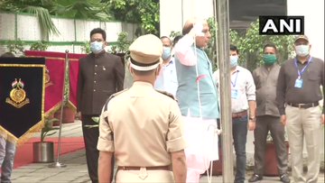 India Tv - Defence Minister Rajnath Singh unfurls tricolor at his residence. 