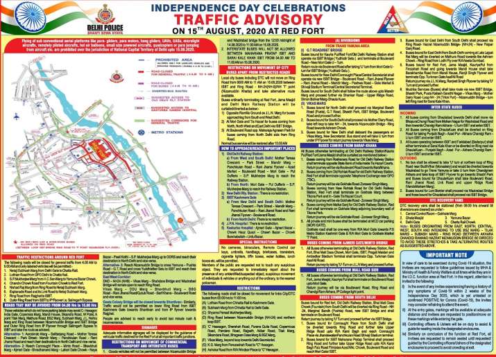 India Tv - Delhi Traffic Advisory for Independence Day