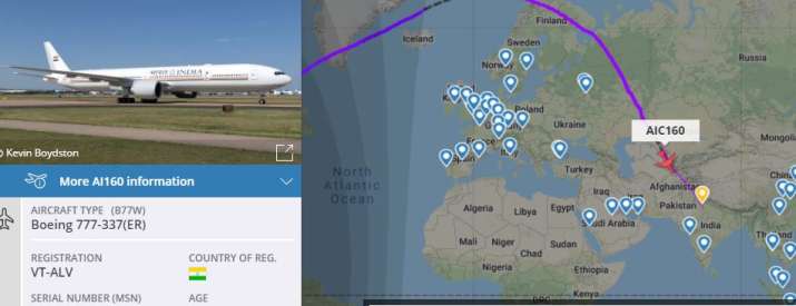 India Tv - India's VVIP aircraft, AI160/AIC160 on route to Delhi's IGI Airport. (Photo Courtesy: Flightradar24.