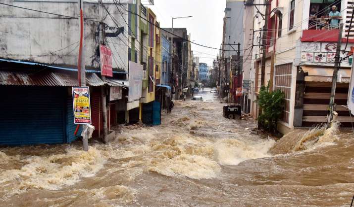 Hyderabad Floods Rain Scary visuals photos videos Telangana Latest Updates | India News – India TV