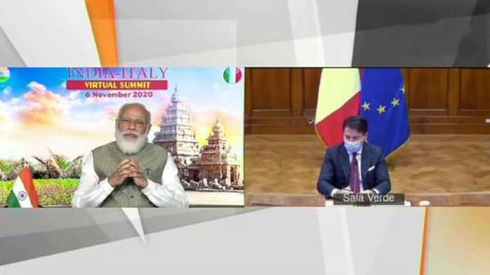 PM Modi at India-Italy virtual summit with Italian counterpart Giuseppe Conte