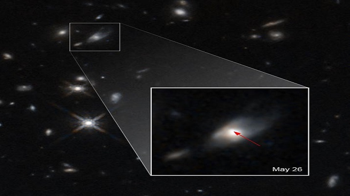 This image shows the glow from a kilonova caused by the