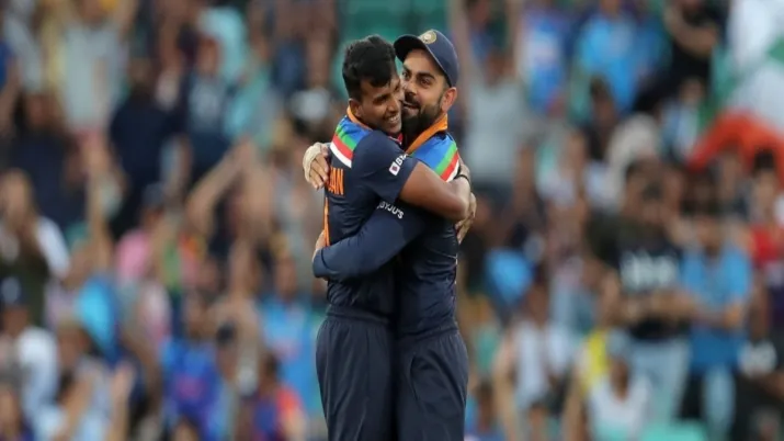T Natarajan and Virat Kohli