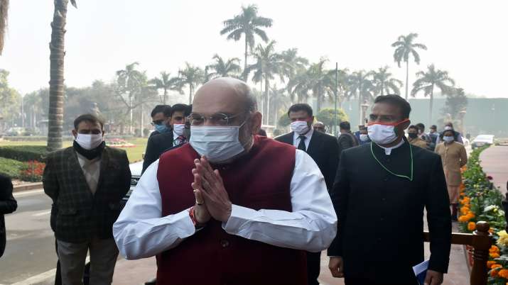 Union Home Minister Amit Shah arrives at Parliament House