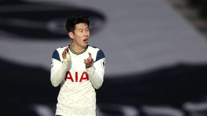 Tottenham's Son Heung-min celebrates after scoring his