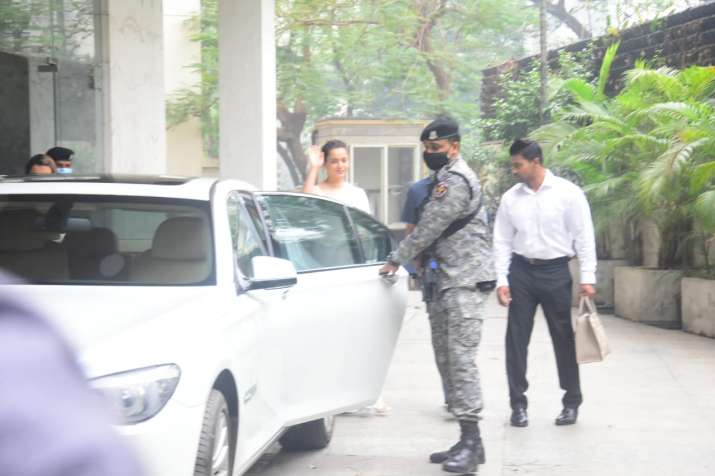 India Tv - Kangana Ranaut spotted leaving her residence