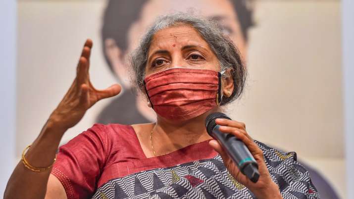 Union Finance Minister Nirmala Sitharaman speaks during the