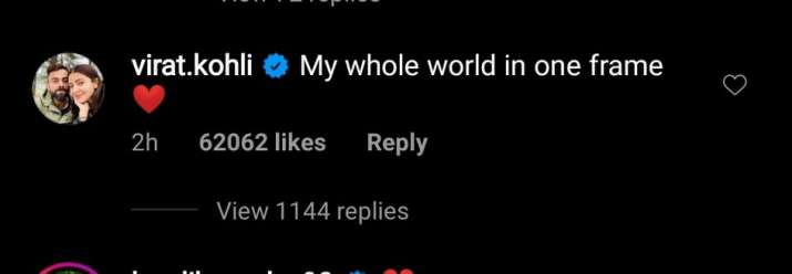 India Tv - Virat Kohli's comment on Anushka Sharma's post.