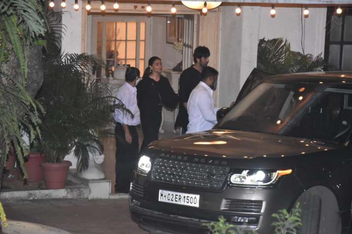 India Tv - Lovebirds Ranbir Kapoor & Alia Bhatt outside the Kapoor mansion on Sunday.