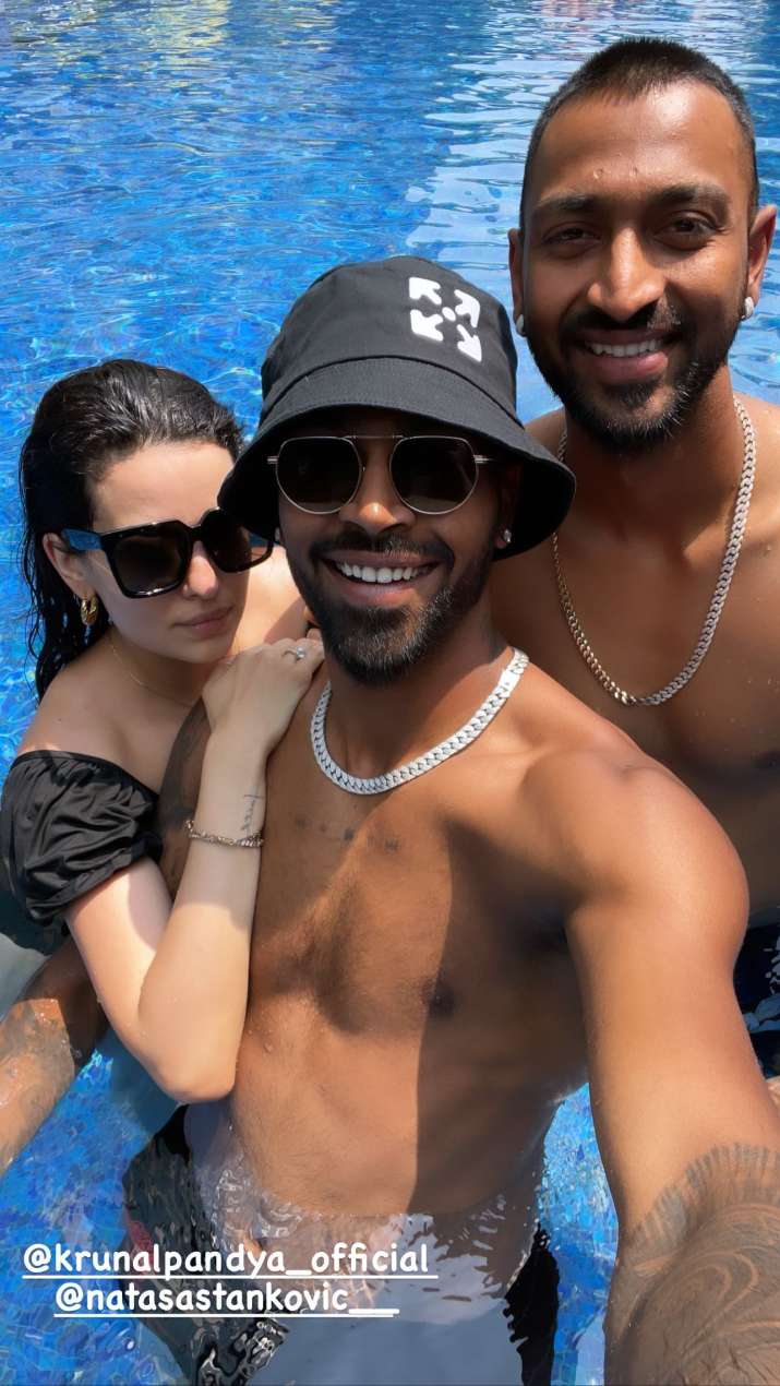 India Tv - Natasa Stankovic, Hardik Pandya have a blast at Krunal Pandya's pool birthday party; see pics