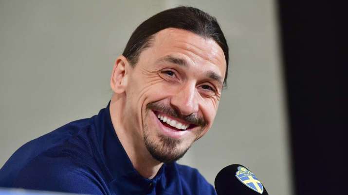 Zlatan Ibrahimovic attends a press conference at Friends