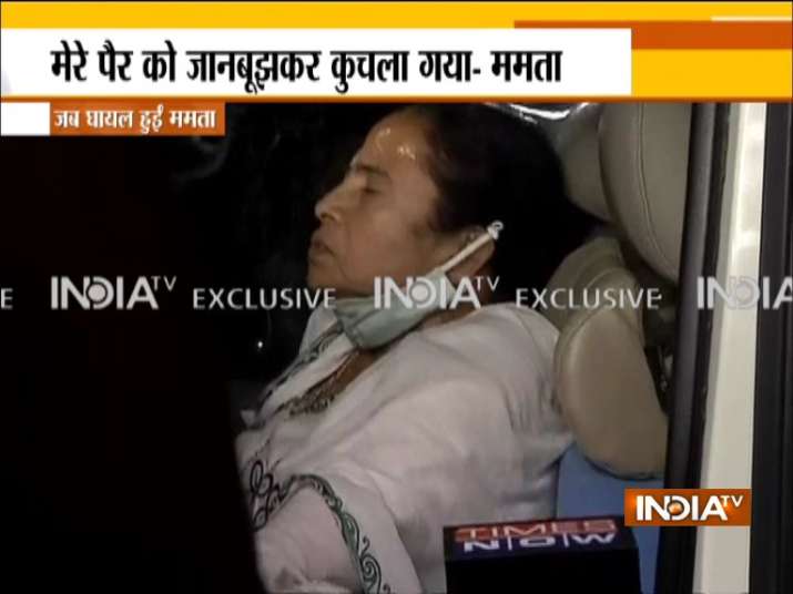 Mamata Banerjee injured during campaigning in Nandigram.