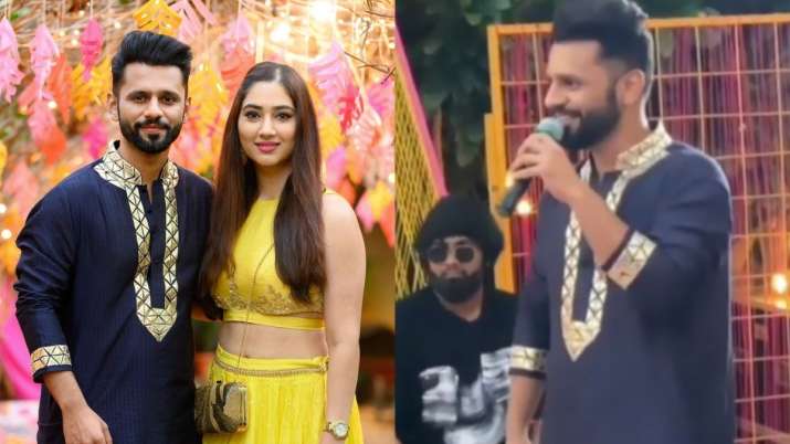 Rahul Vaidya girlfriend Disha Parmar make beautiful couple; singer croons songs at friend's wedding