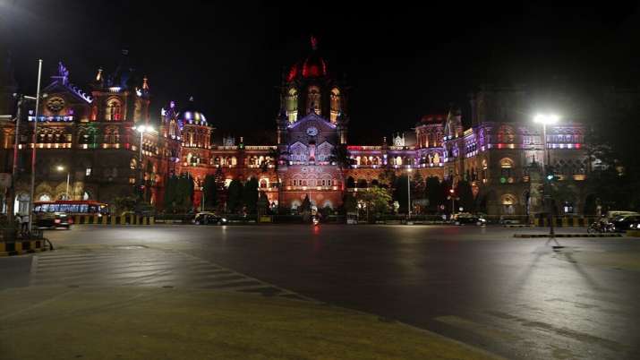 Deserted road outside Chhatrapati Shivaji Maharaj train